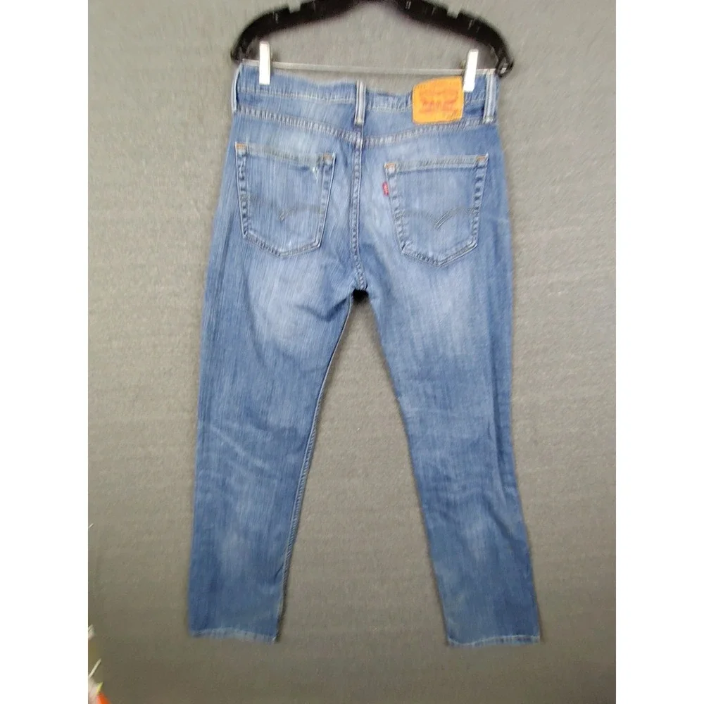 Levis Mens‎ Jeans 32x34 Blue Denim 514 Straight Slim Distressed Western Casual
